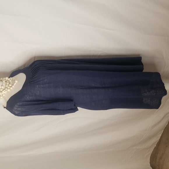 Sandro sheer blue linen knit blend dress Open Knit short sleeve Sz2 is US 4/6 - Picture 11 of 16